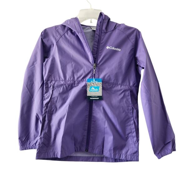 New Columbia Switchback Waterproof Jacket Youth Medium Girls Purple Zip Up Coat - Picture 1 of 4